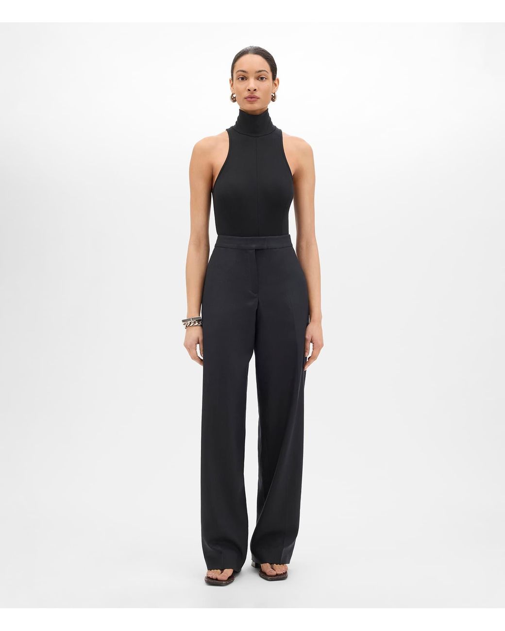 Another Tomorrow Blue Flat Front Trouser
