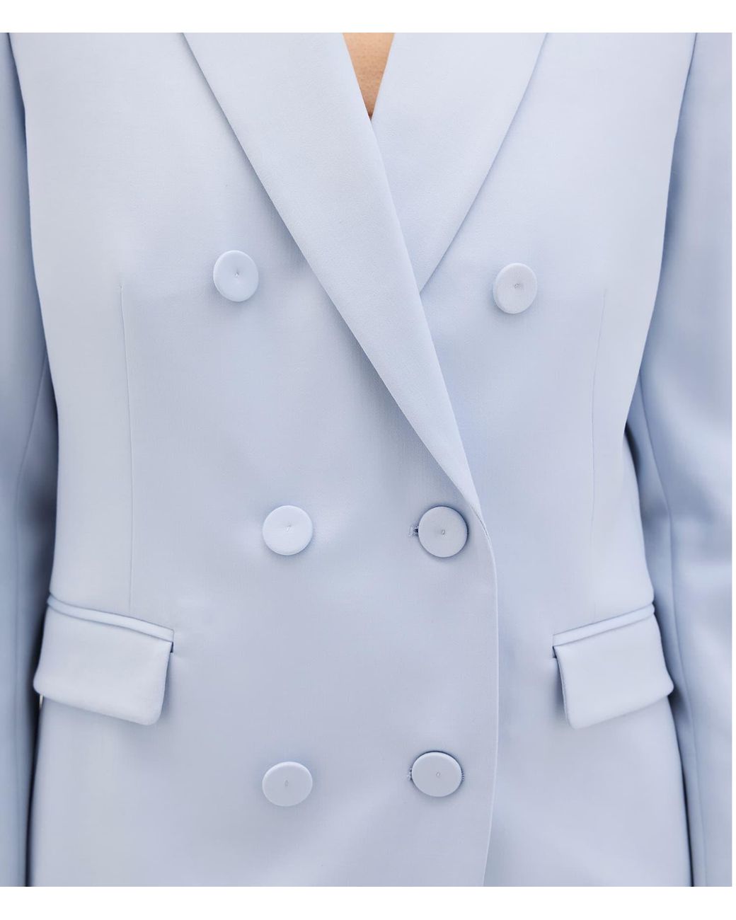 Another Tomorrow Blue Double Breasted Jacket