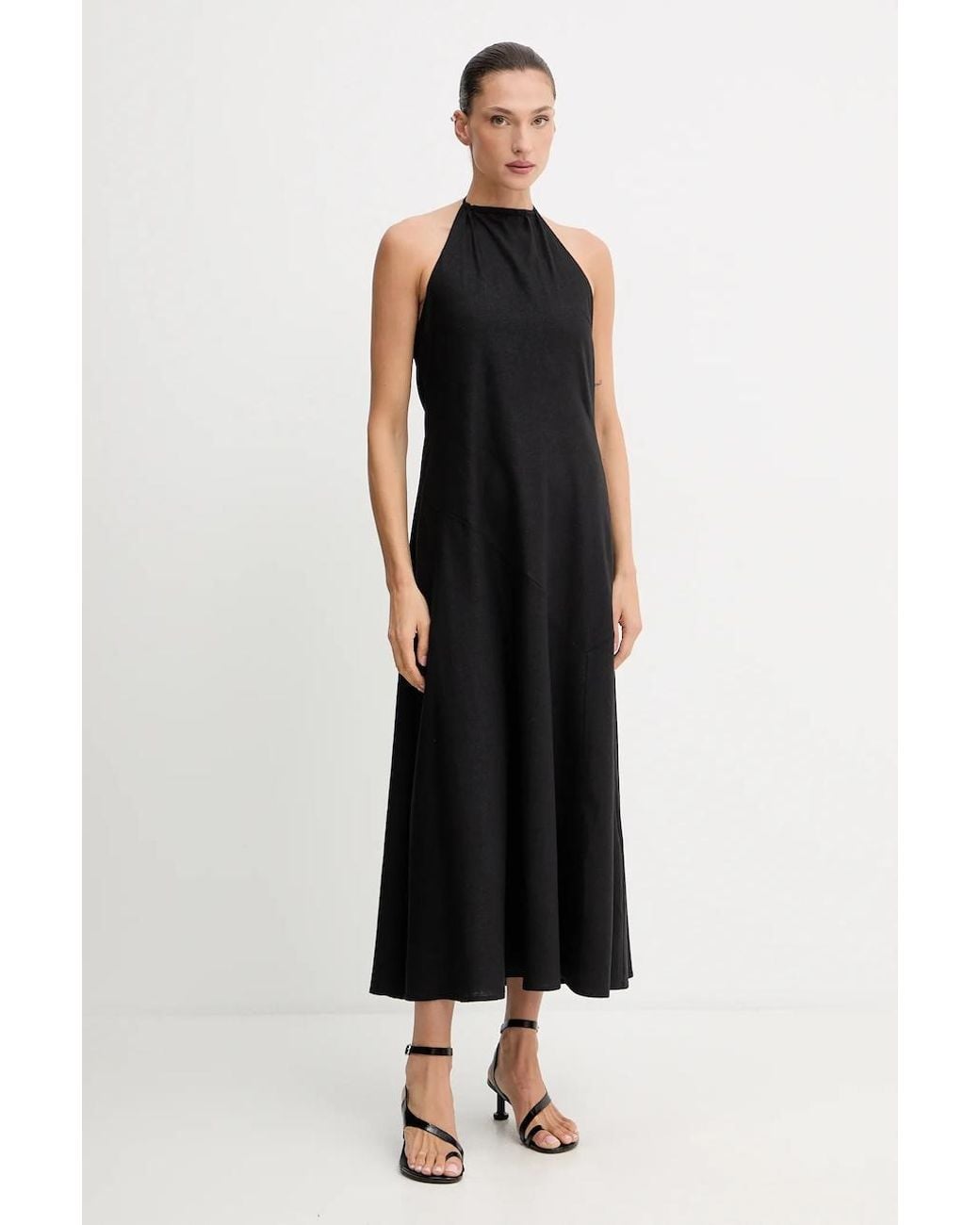 Vestito Con Aggiunta Di Lino di Gestuz in Black