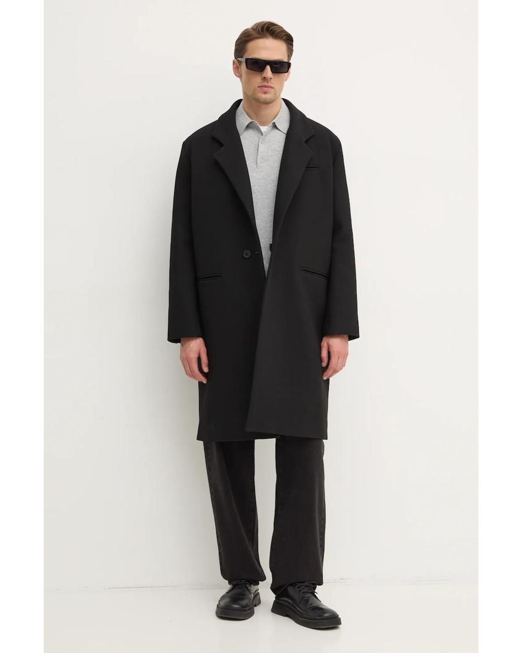 Cappotto Con Aggiunta Di Lana di Won Hundred in Black da Uomo