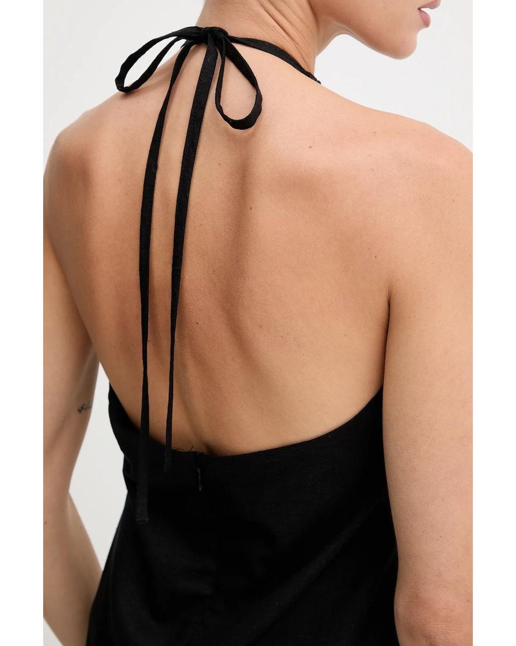 Vestito Con Aggiunta Di Lino di Gestuz in Black