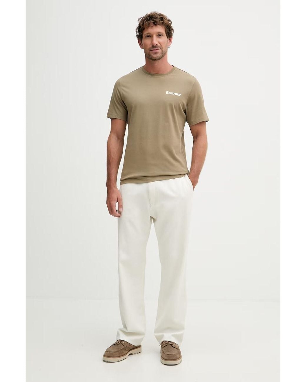 Maglietta Basic Da Uomo di Barbour in Natural da Uomo