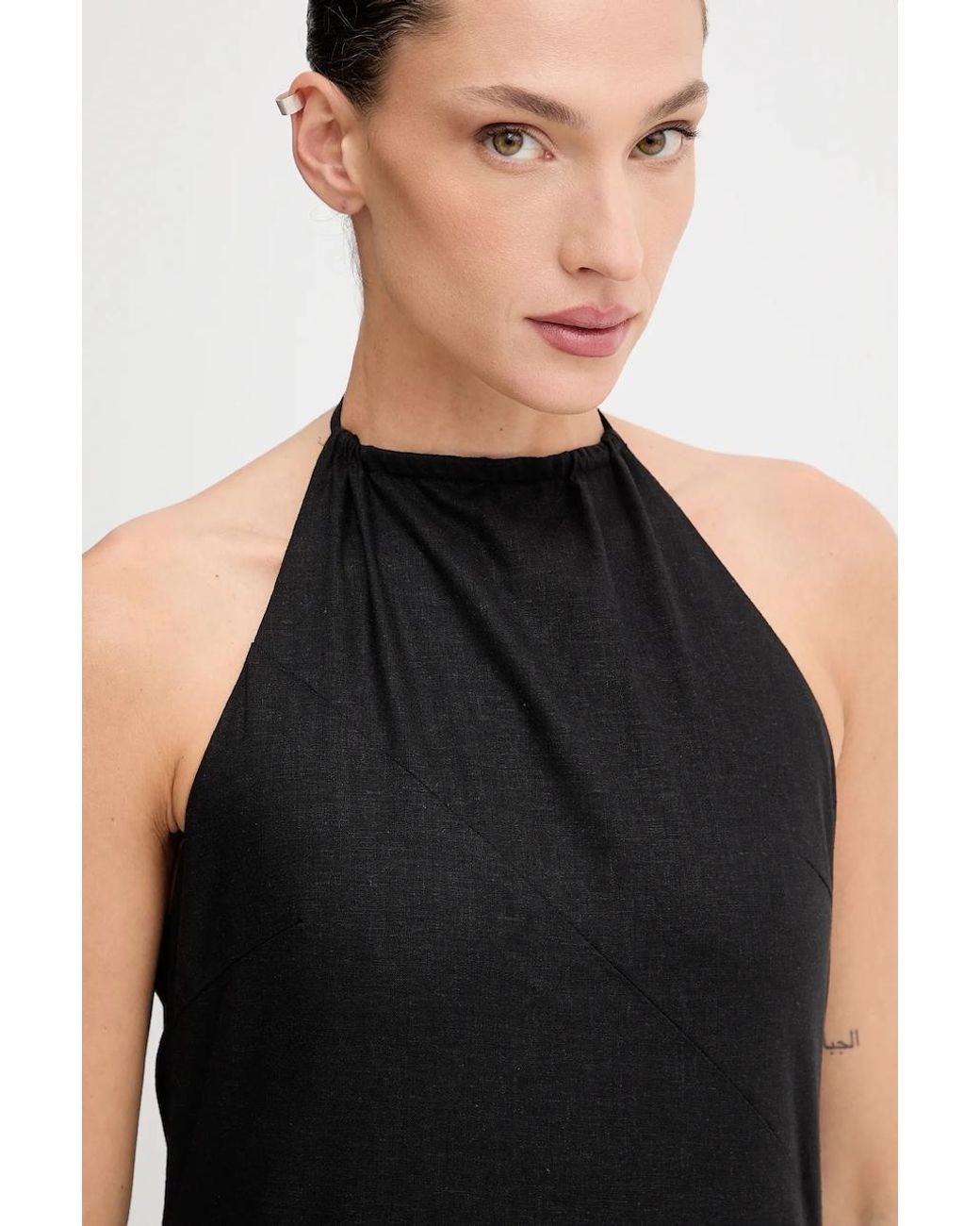 Vestito Con Aggiunta Di Lino di Gestuz in Black