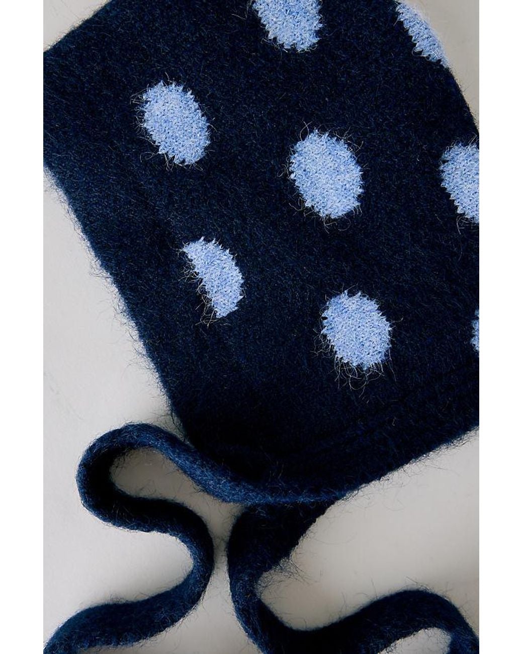 By Anthropologie Blue Polka Dot Knit Tie Bonnet