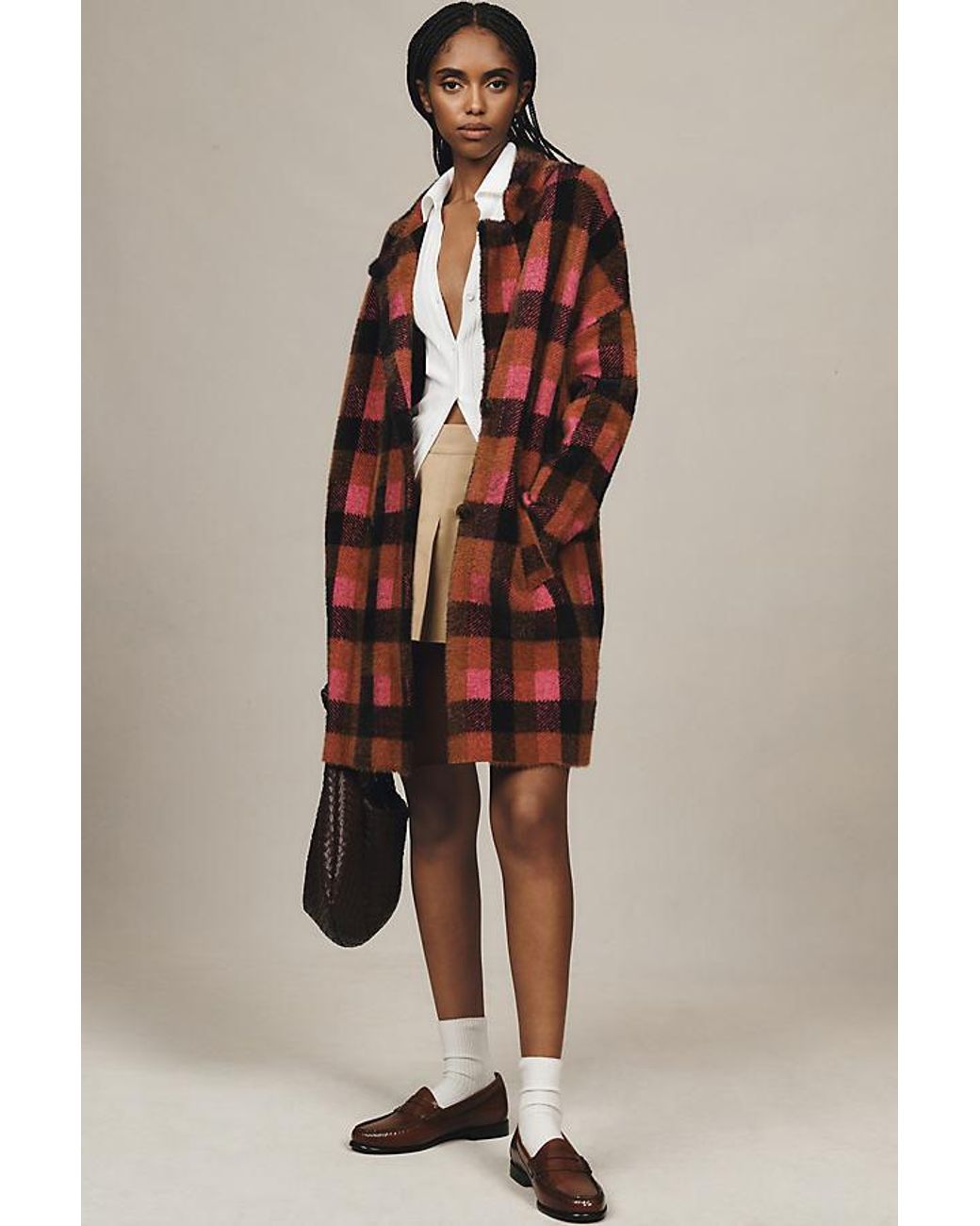 NVLT Double breasted Cardigan Coat in Natural Lyst UK