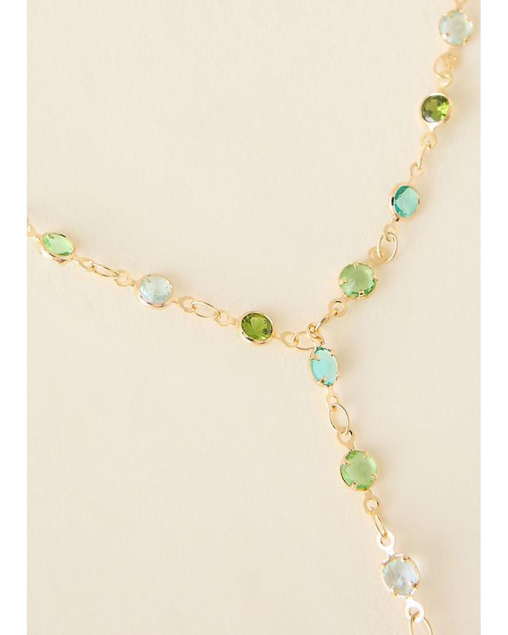 By Anthropologie Natural Plated Crystal Y Necklace