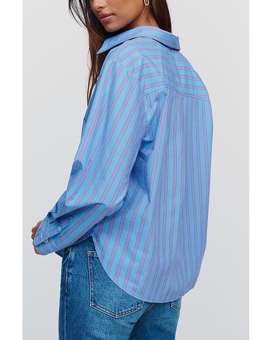 Maeve Blue The Shrunken Bennet 100% Cotton Buttondown Shirt By