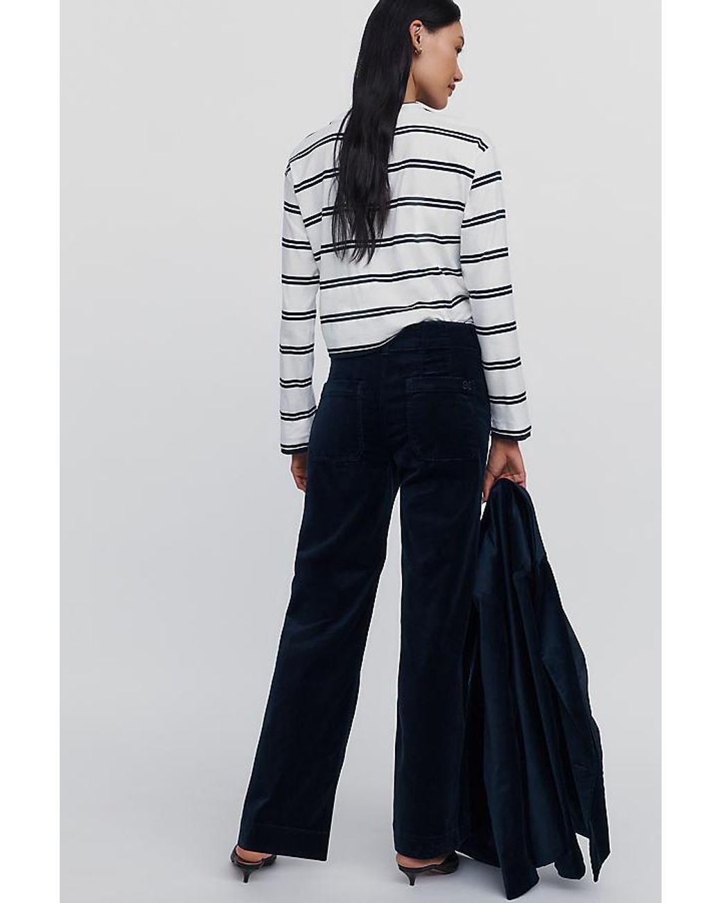 Maeve Blue The Colette Full-Length Velvet Trousers By