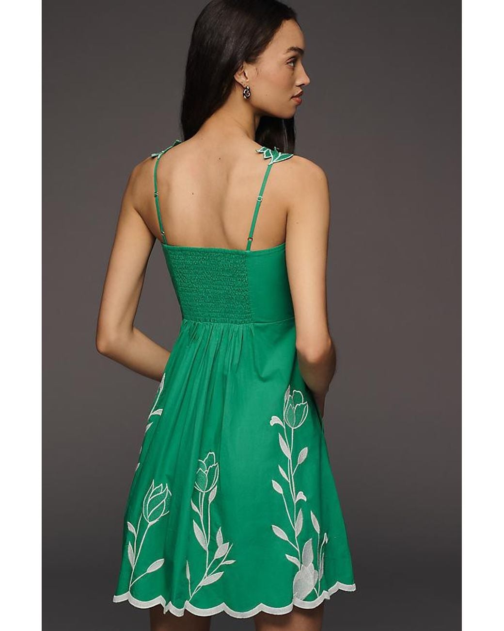 Maeve Green 3D Floral Sleeveless Midi Dress