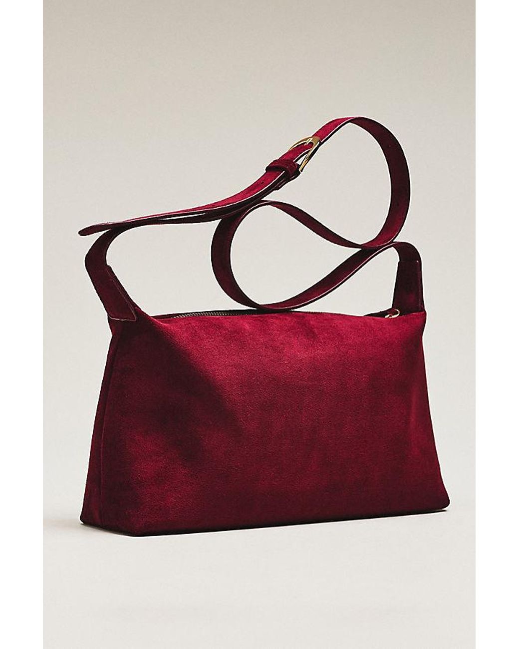 By Anthropologie Red Faux-Suede Slouchy Shoulder Bag
