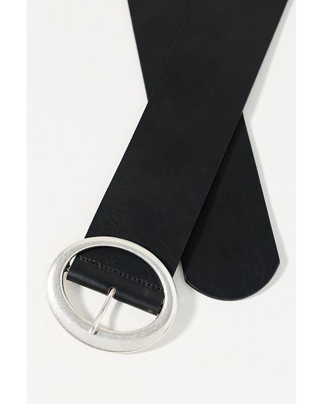 By Anthropologie Black Wide Oval Buckle Belt