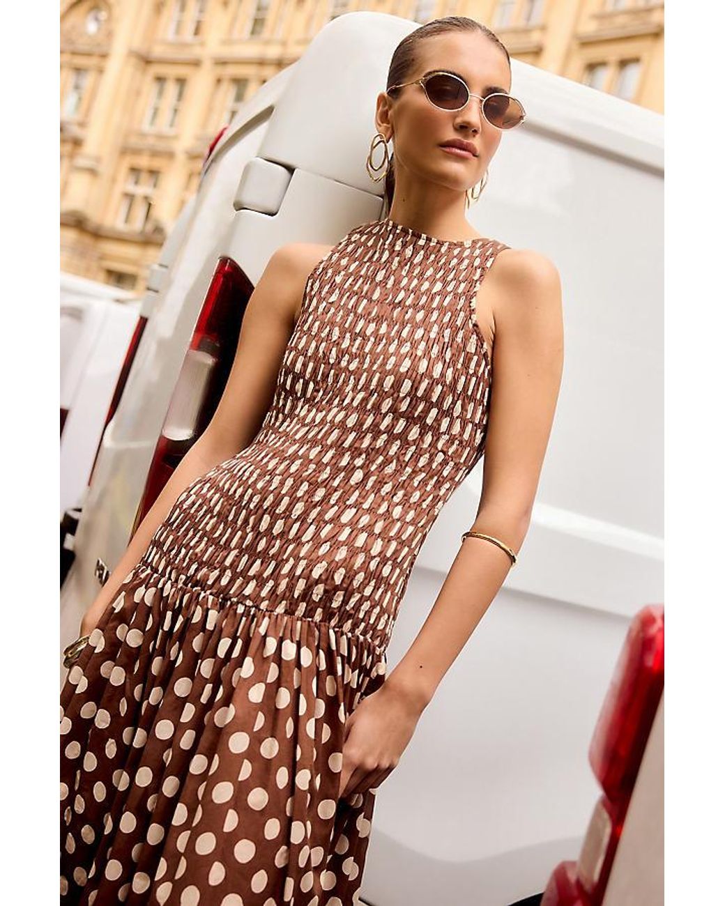 Faithfull The Brand Natural Luisa Smocked Maxi Dress