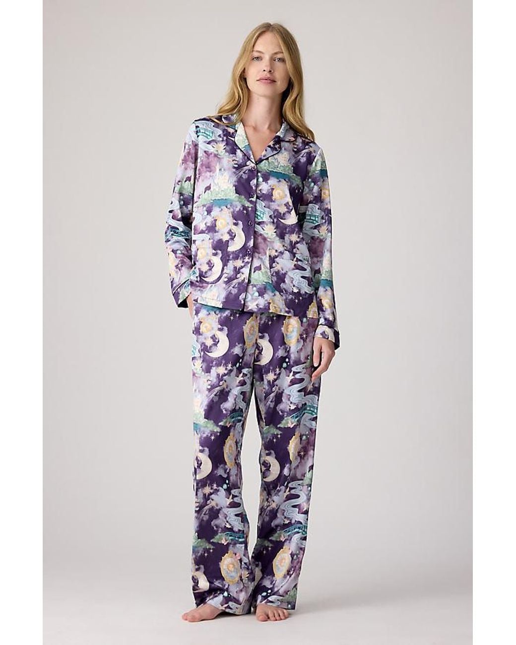 Chelsea Peers Multicolor Satin Dreamscape Kingdom Print Long Pyjama Set