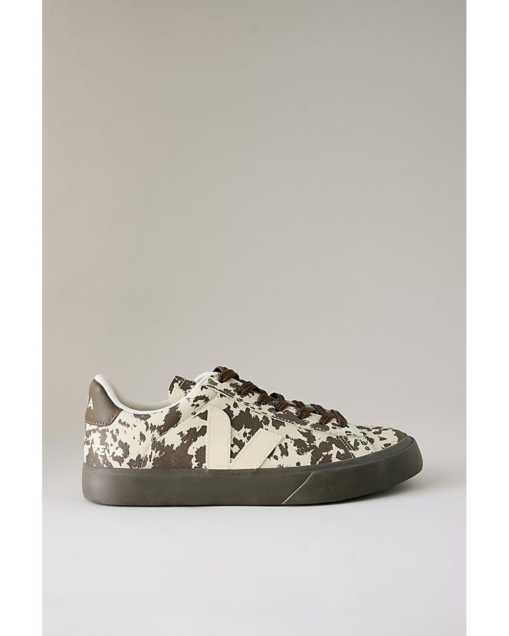 Veja Gray Campo Leather Cow Print Trainers