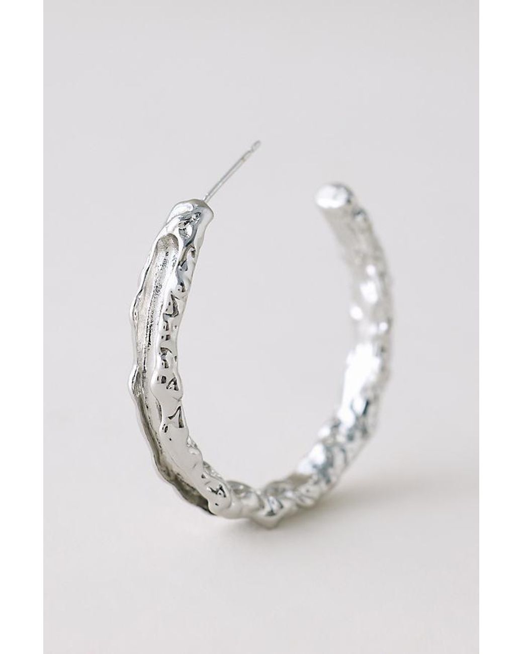 Anthropologie Metallic By Hammered Plated Hoop Earrings
