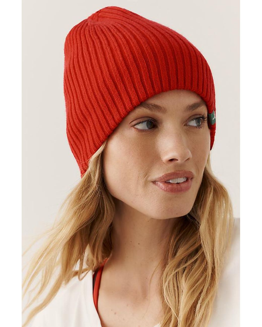 By Anthropologie Red Cuffless Beanie