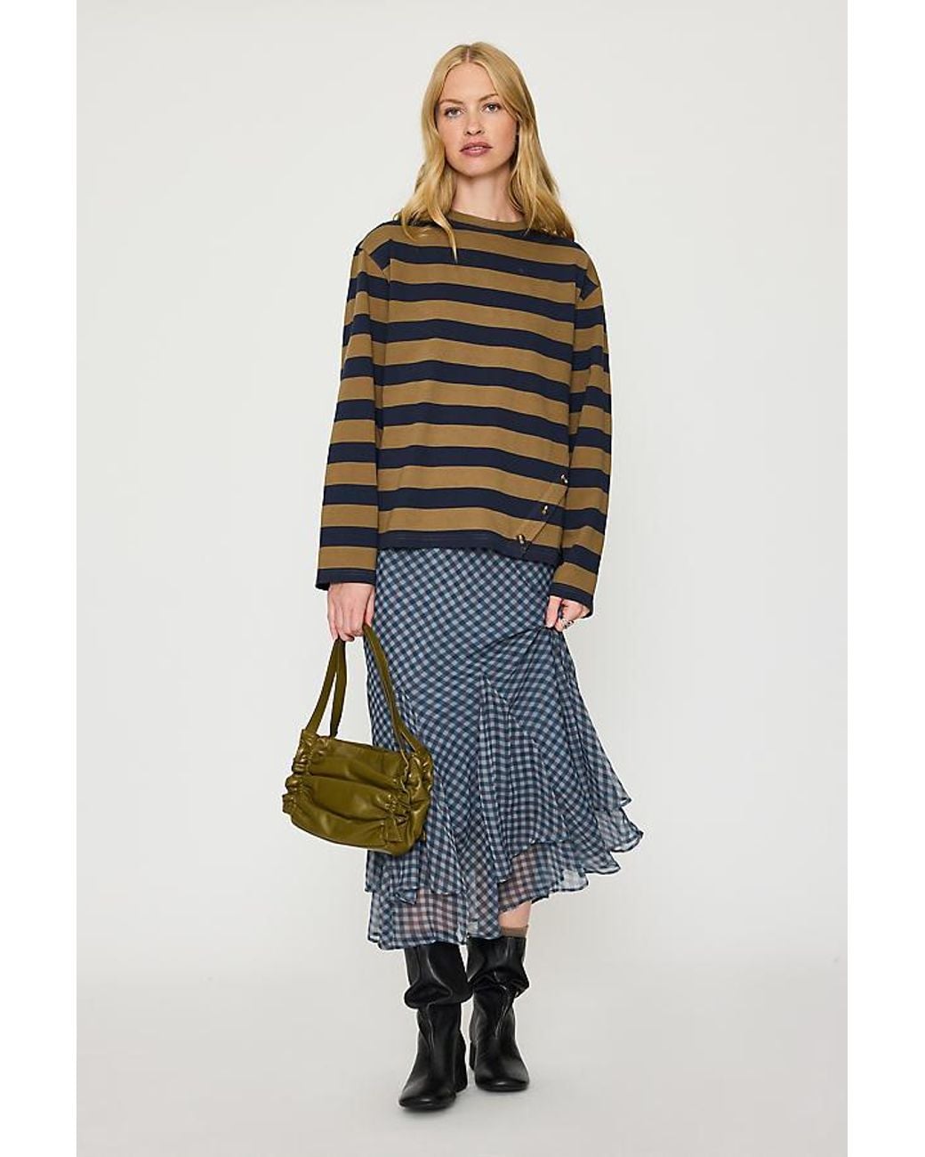 Damson Madder Blue Scottie Button-Detail Top