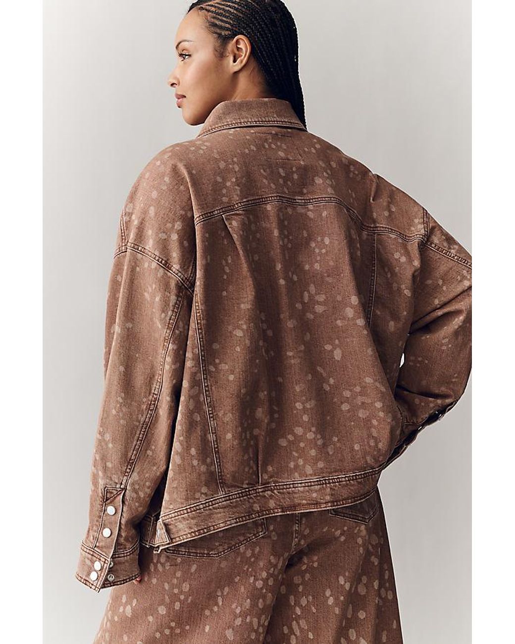 Pilcro Brown Deer Print Denim Jacket