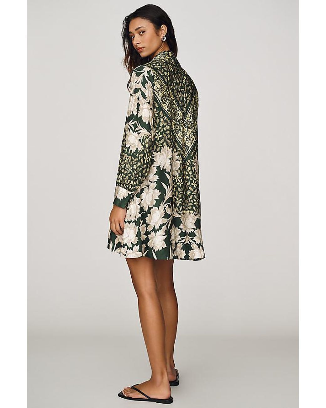 Maeve Brown Tie-Neck Mini Dress
