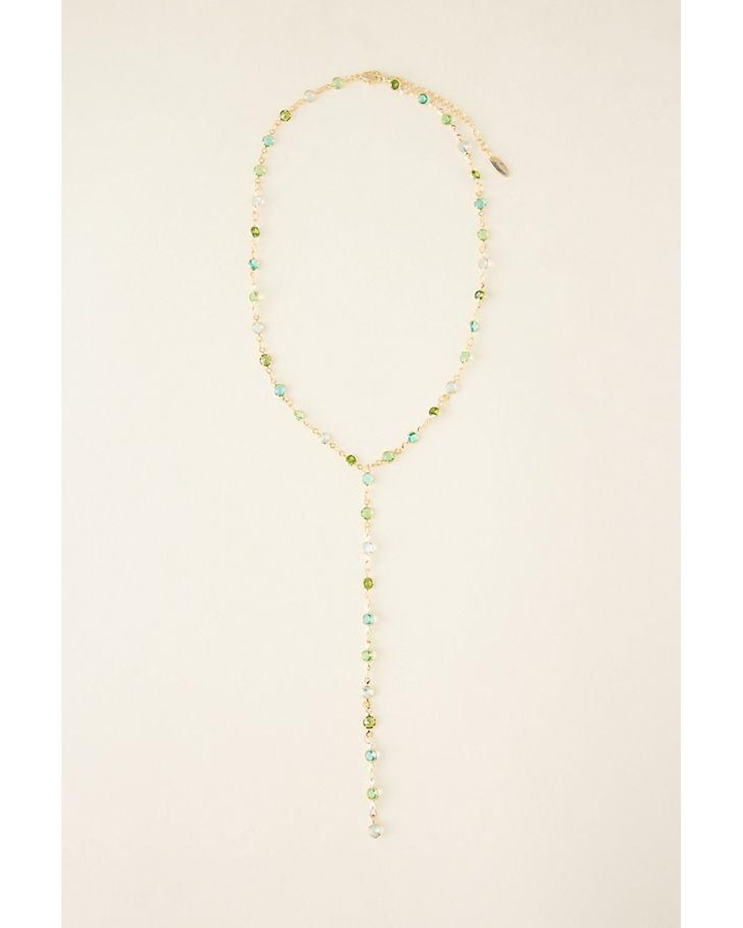 By Anthropologie Natural Plated Crystal Y Necklace