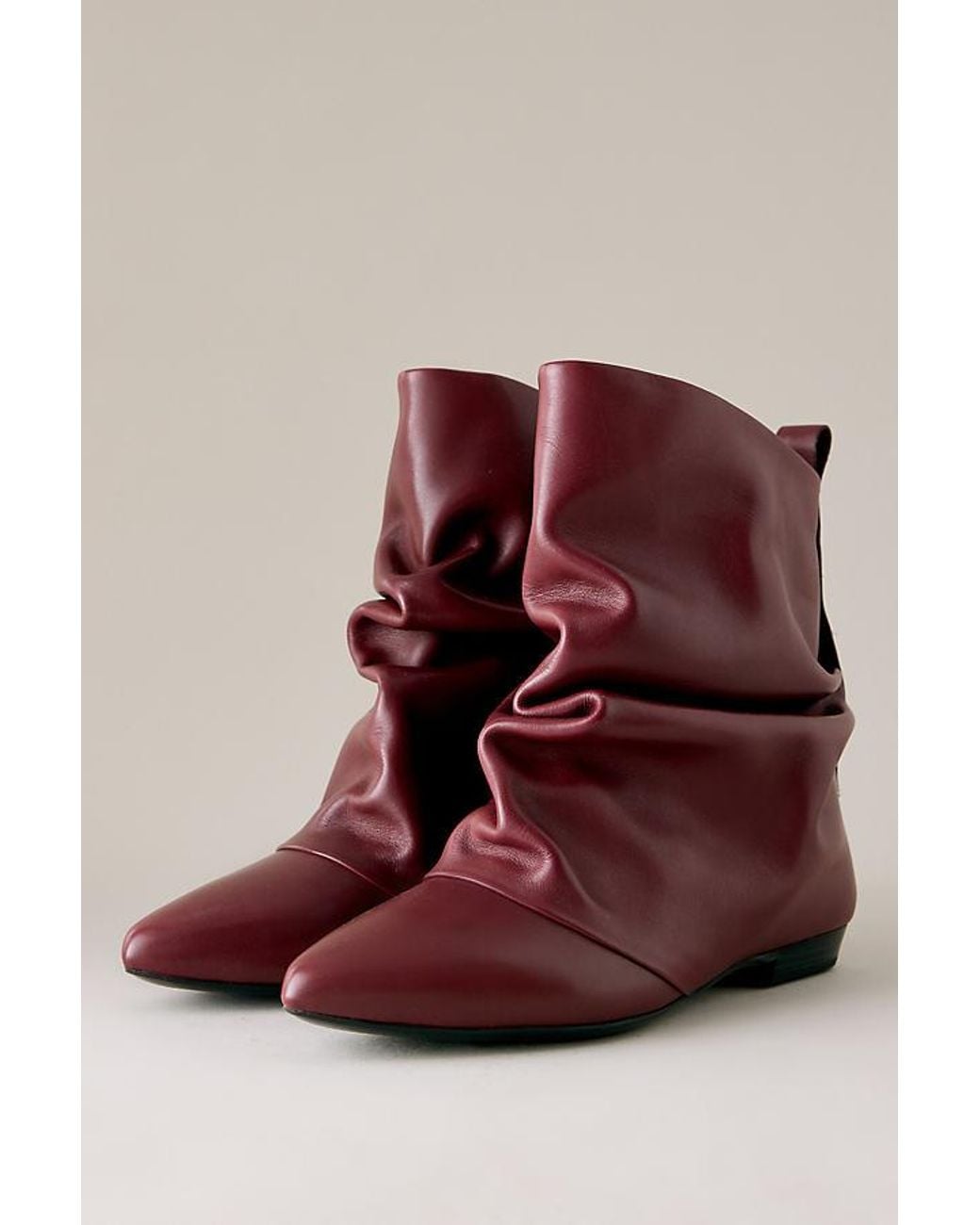 Bronx Red Kendr-A Fold Over Leather Ankle Boots