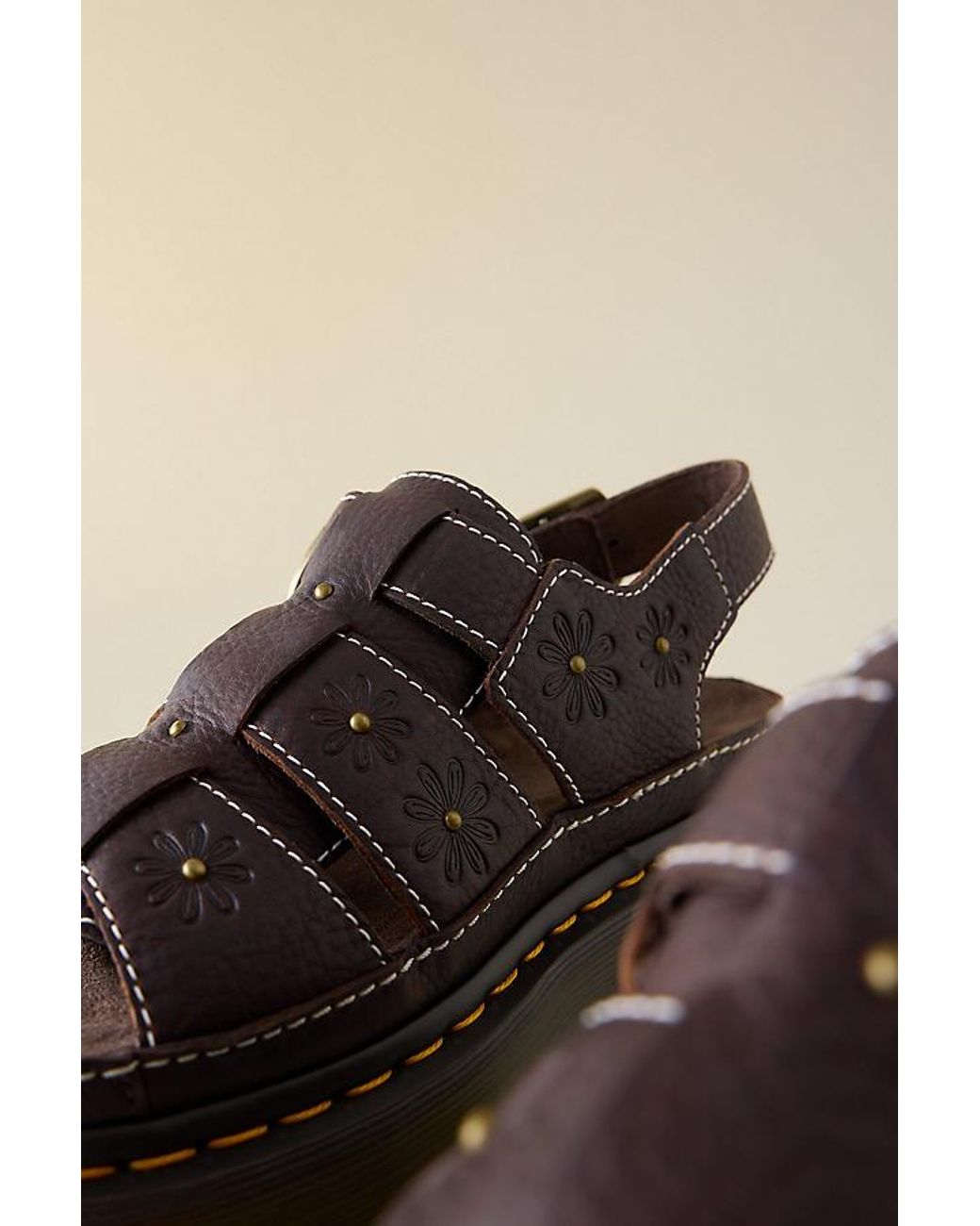 Dr. Martens Brown Wrenlie Flower Sandals