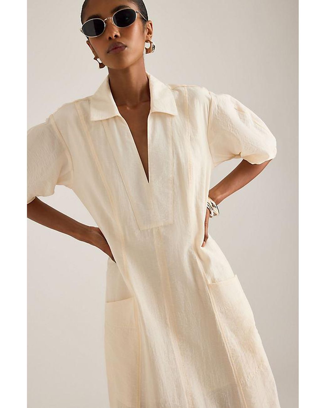 ALIGNE Natural Tracy Sheer Midi Dress