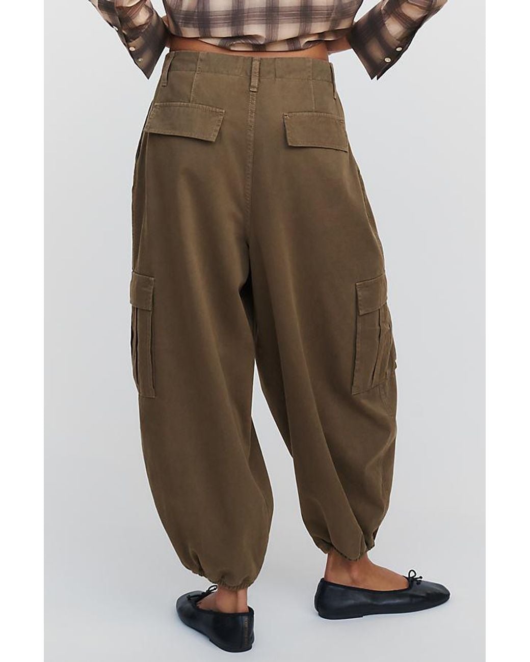 By Anthropologie Green 100% Cotton Parachute Cargo Pants
