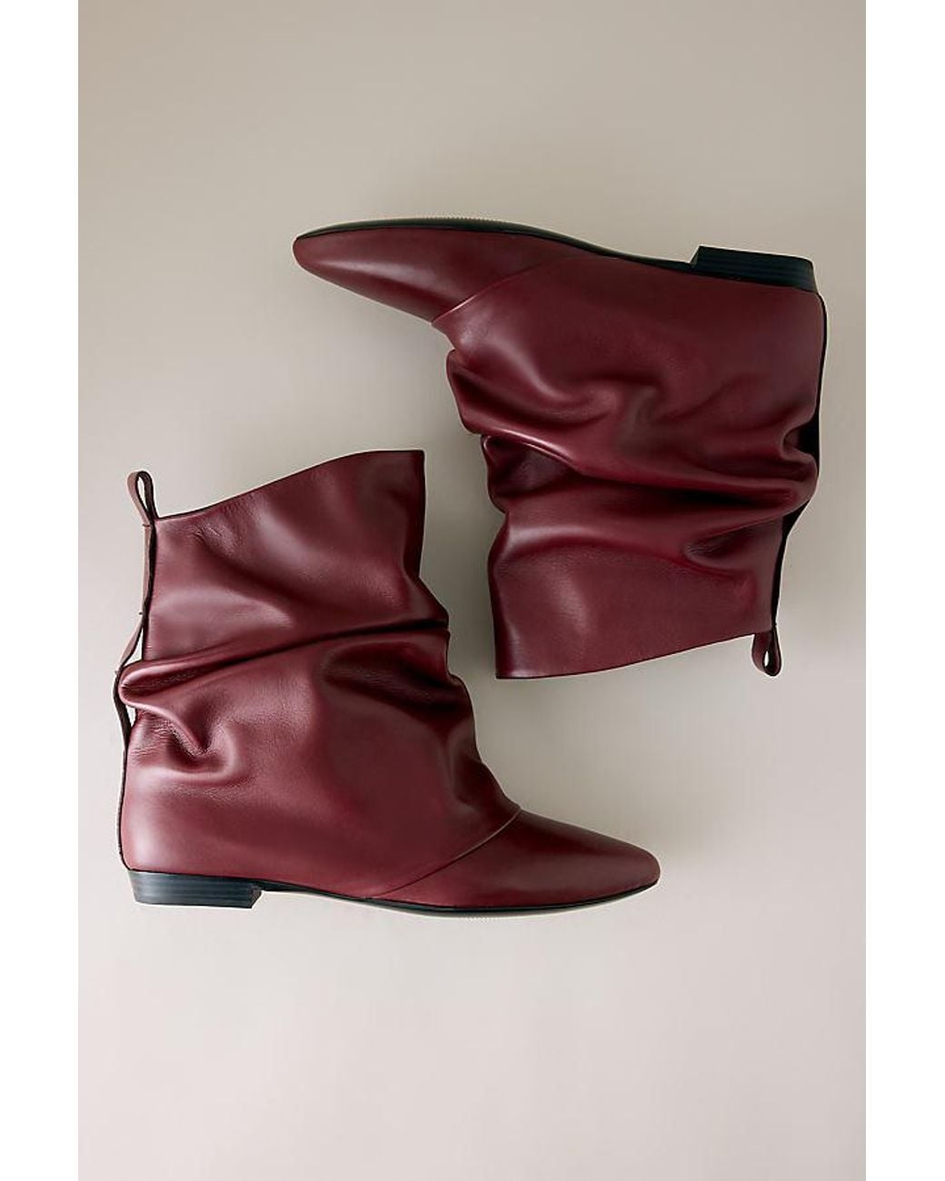 Bronx Red Kendr-A Fold Over Leather Ankle Boots