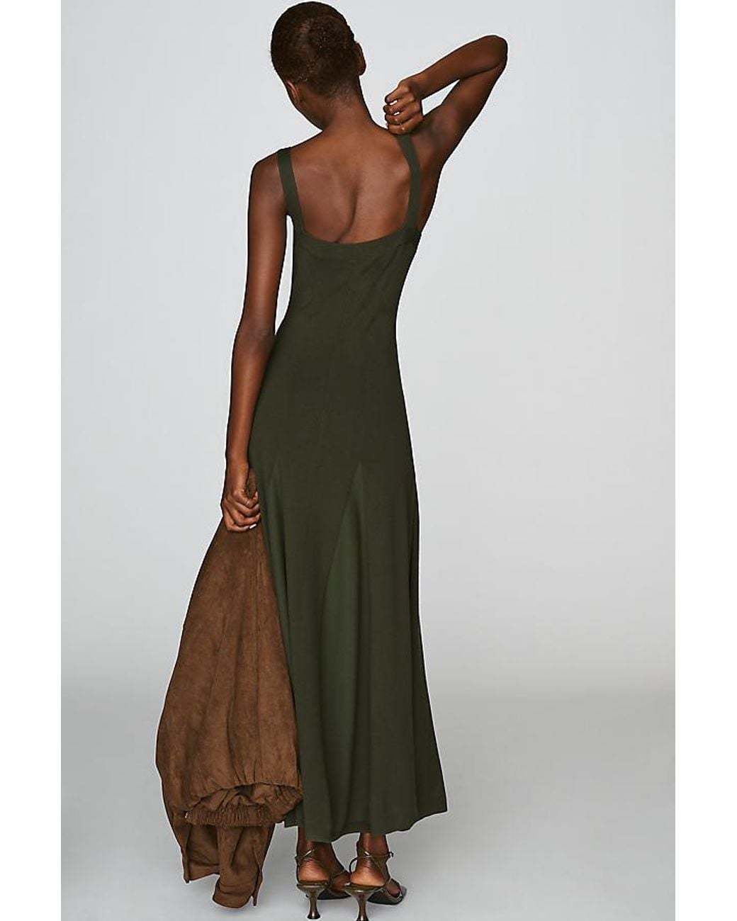 By Anthropologie Green Godet Ribbed Knitted Dress