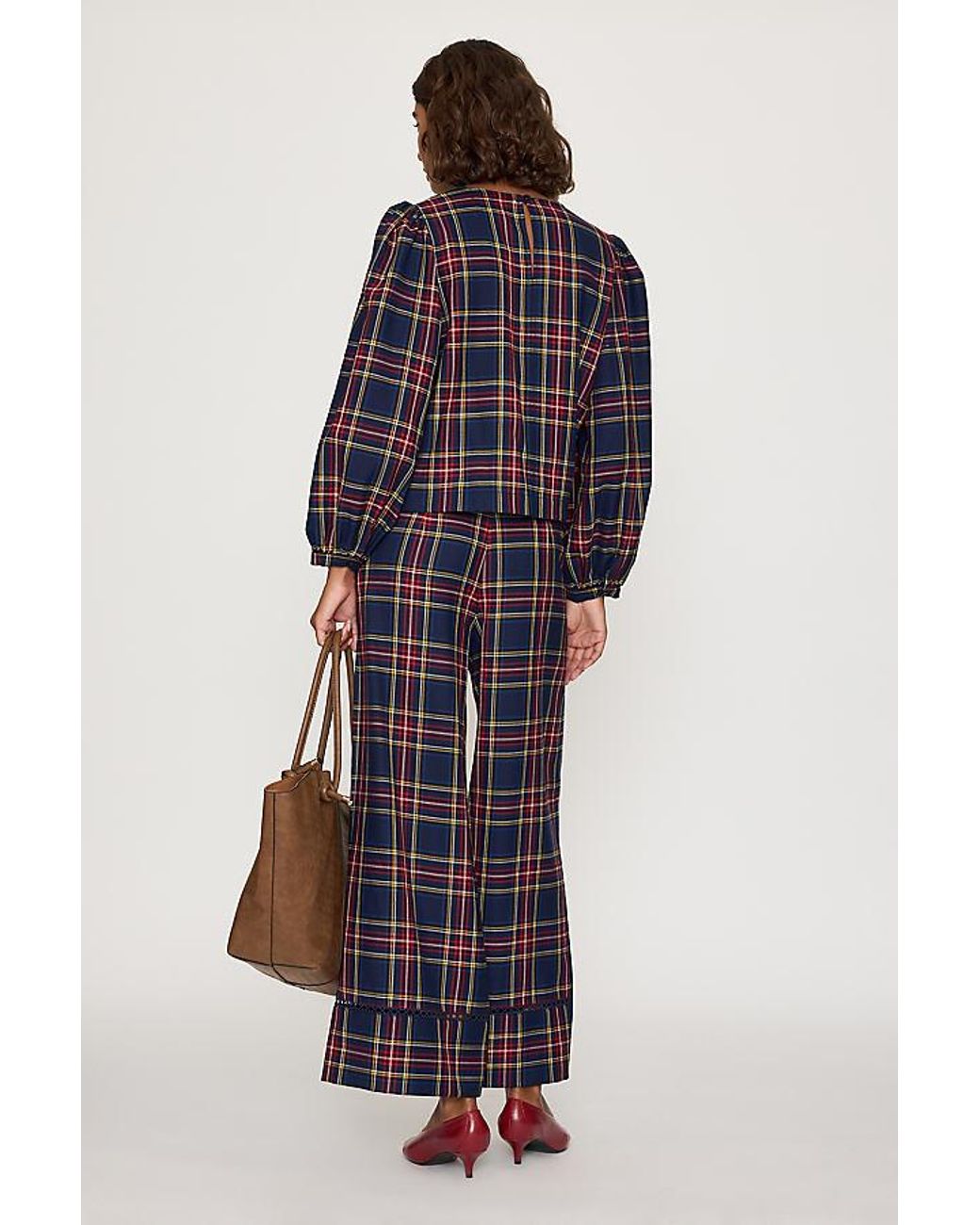 The Tiny Big Sister Blue Check Wide-Leg Trousers