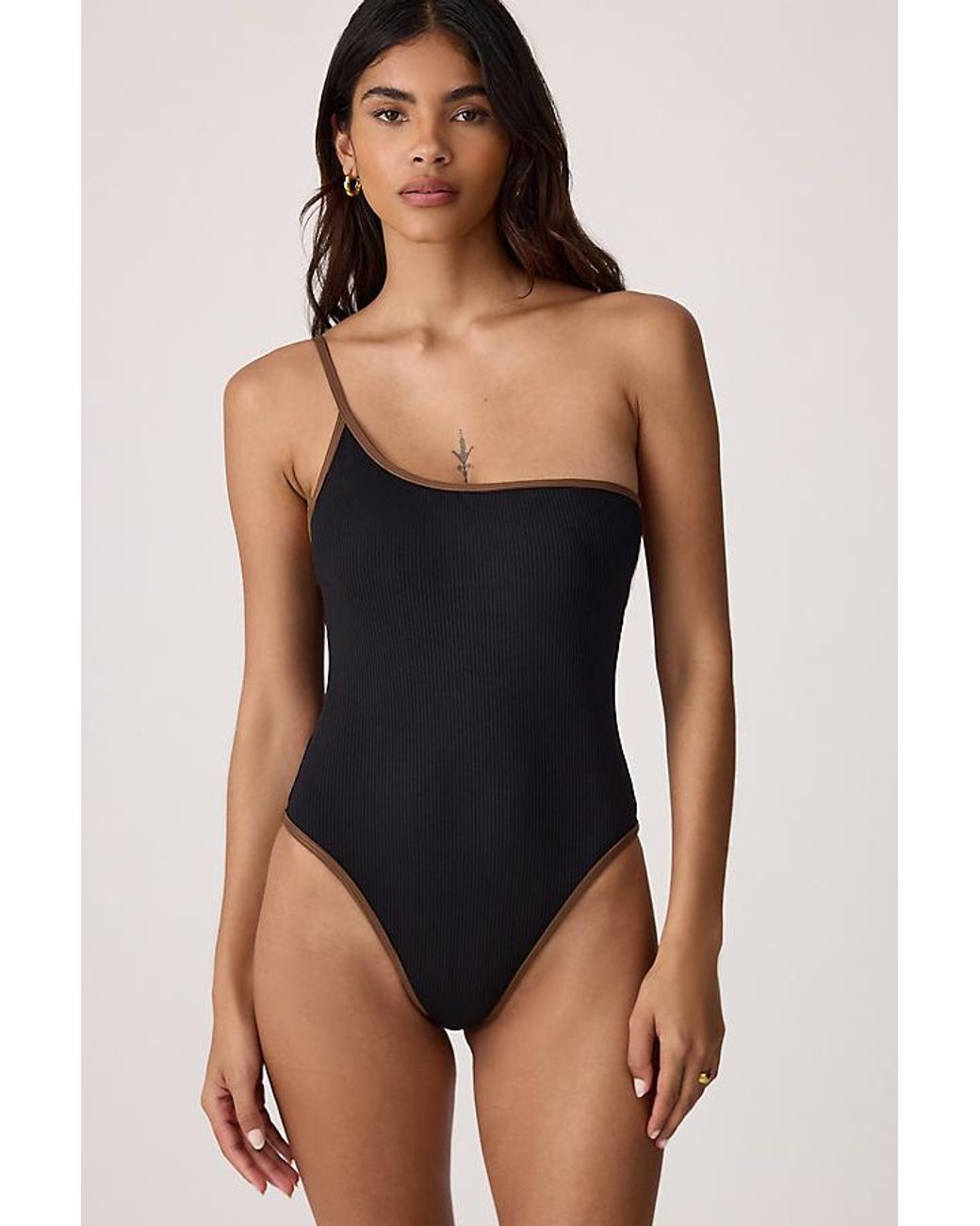 Rhythm Black Lily Contrast One-Shoulder One-Piece Swimsuit