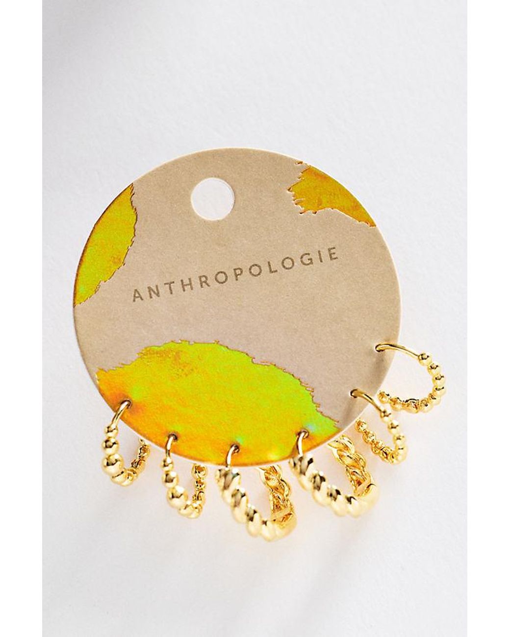 By Anthropologie Natural Textured Hoop Earrings, Set Of 3