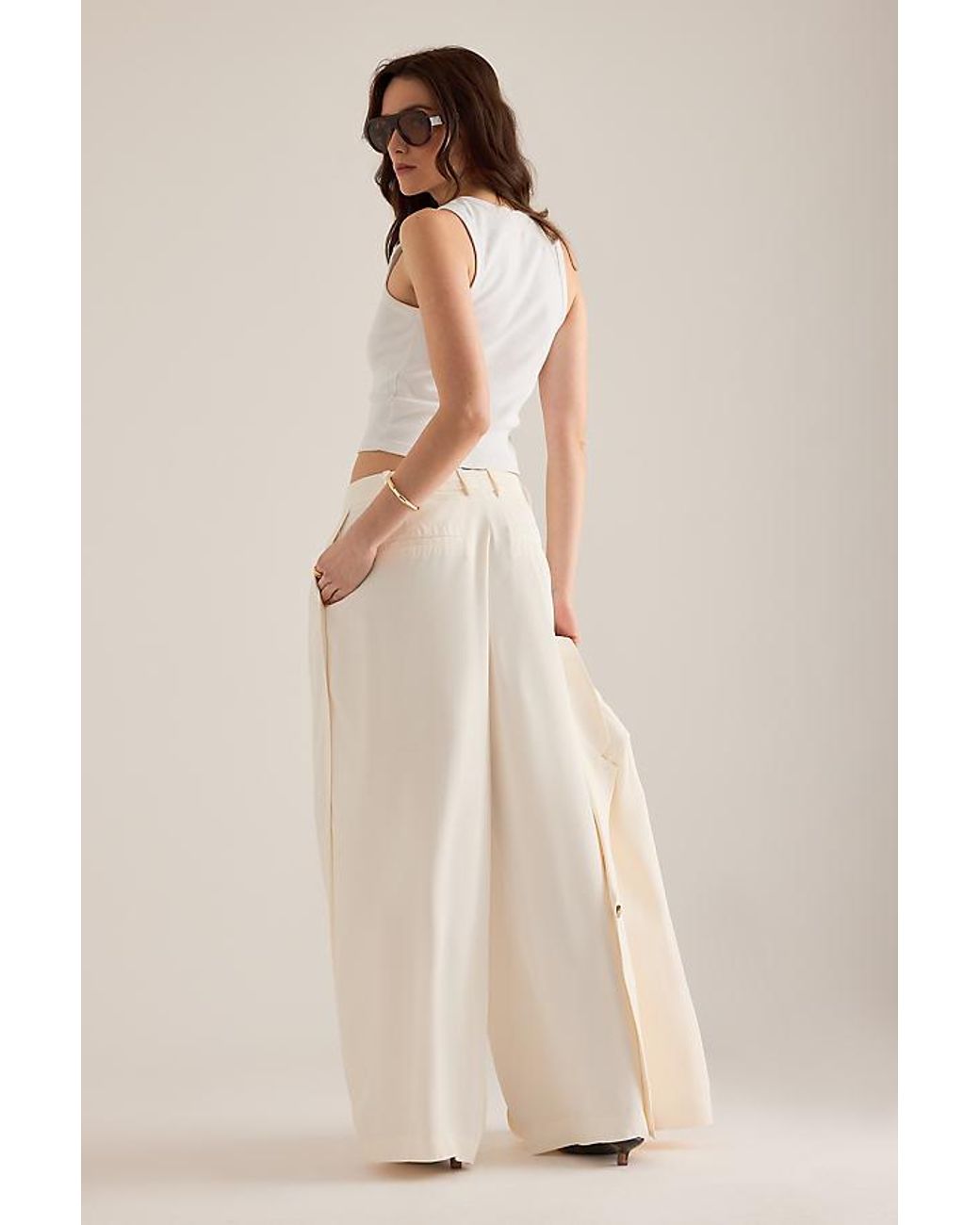 SELECTED Natural Ellie Wide-Leg Trousers