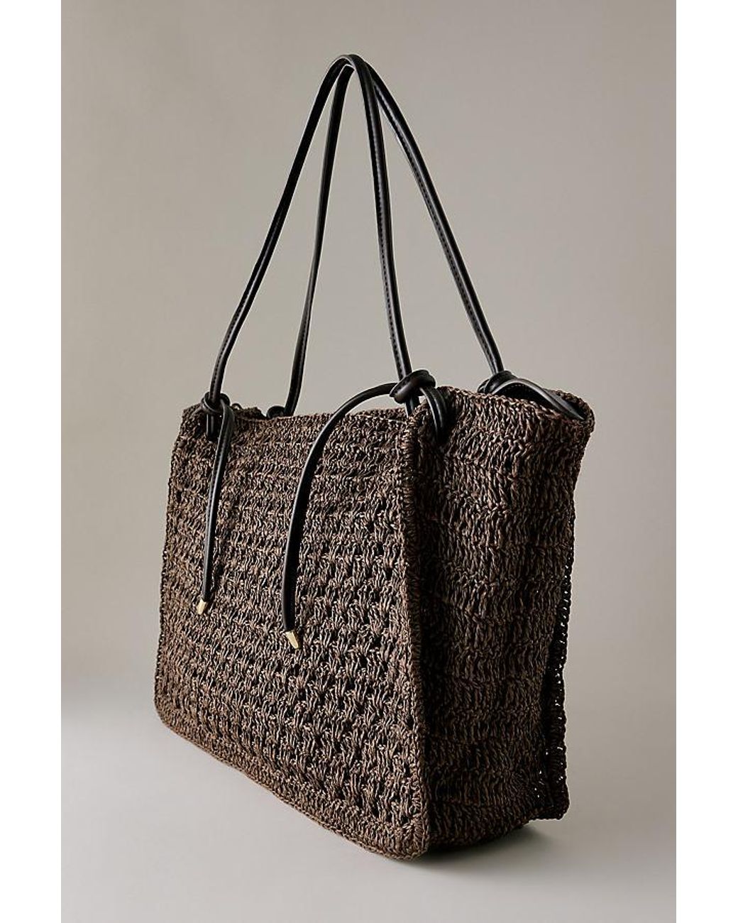 Dolce Vita Black Ravello Raffia Shoulder Bag