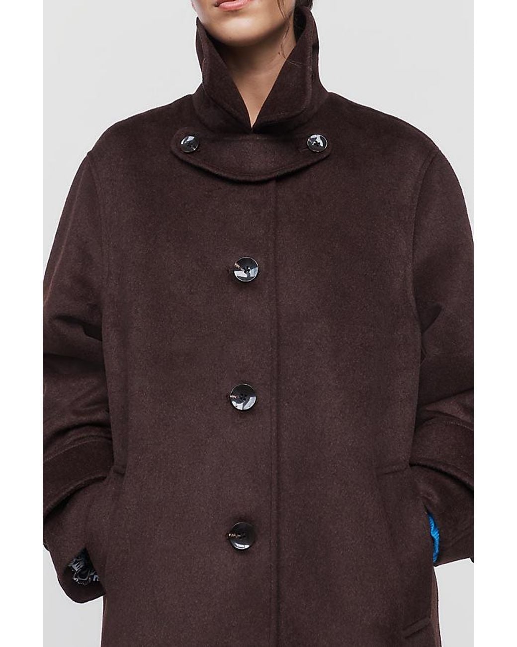 Maeve Blue Wool-Blend Balmacaan Coat