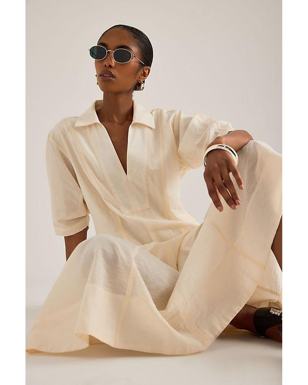 ALIGNE Natural Tracy Sheer Midi Dress