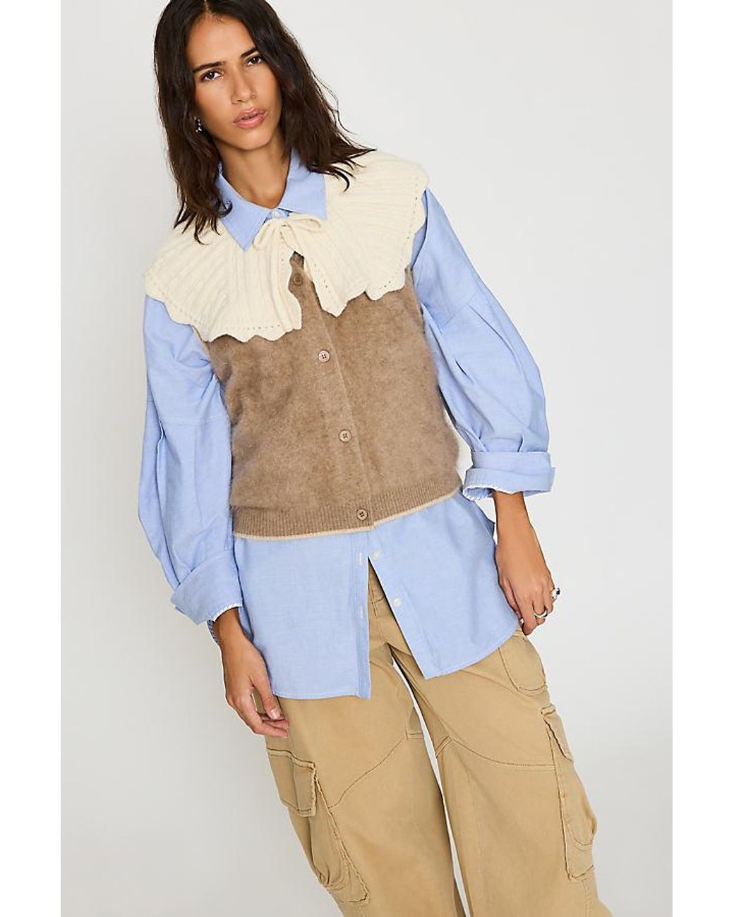 By Anthropologie Blue Knit Collar