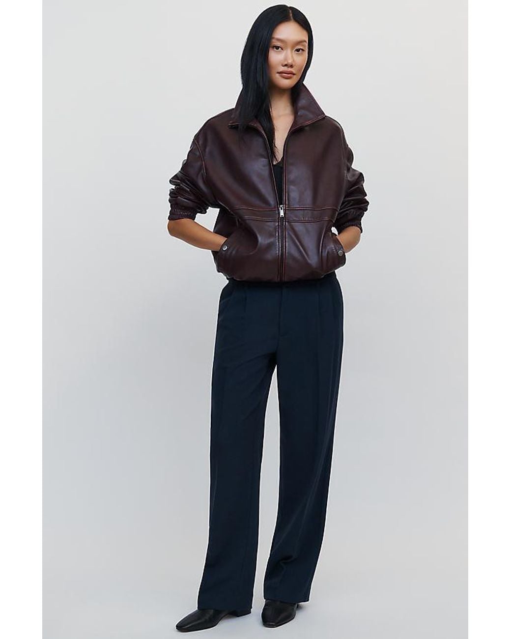 Maeve Blue Heddie High-Rise Pleated Trousers