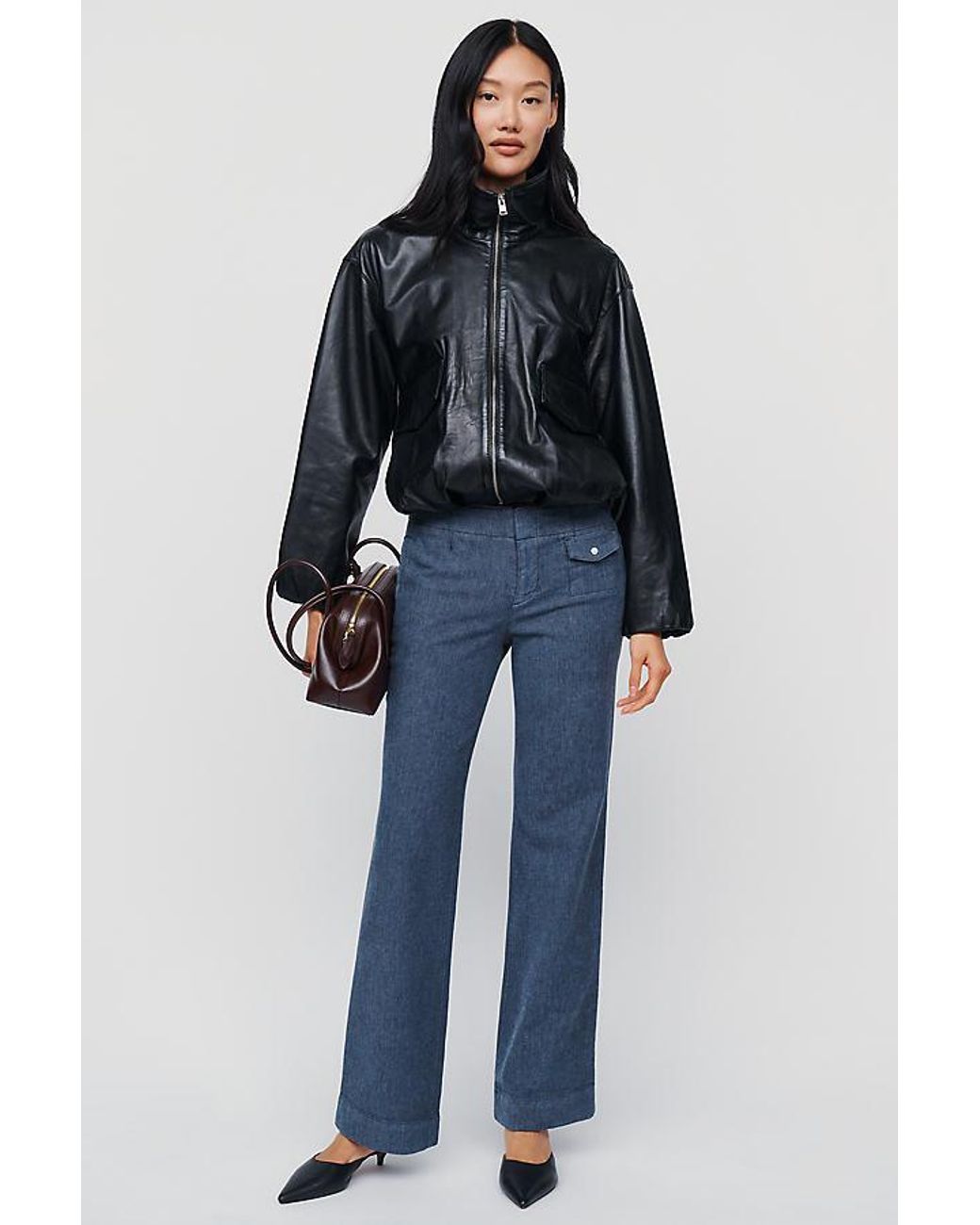 By Anthropologie Blue Low-Rise Straight-Leg Utility Trousers