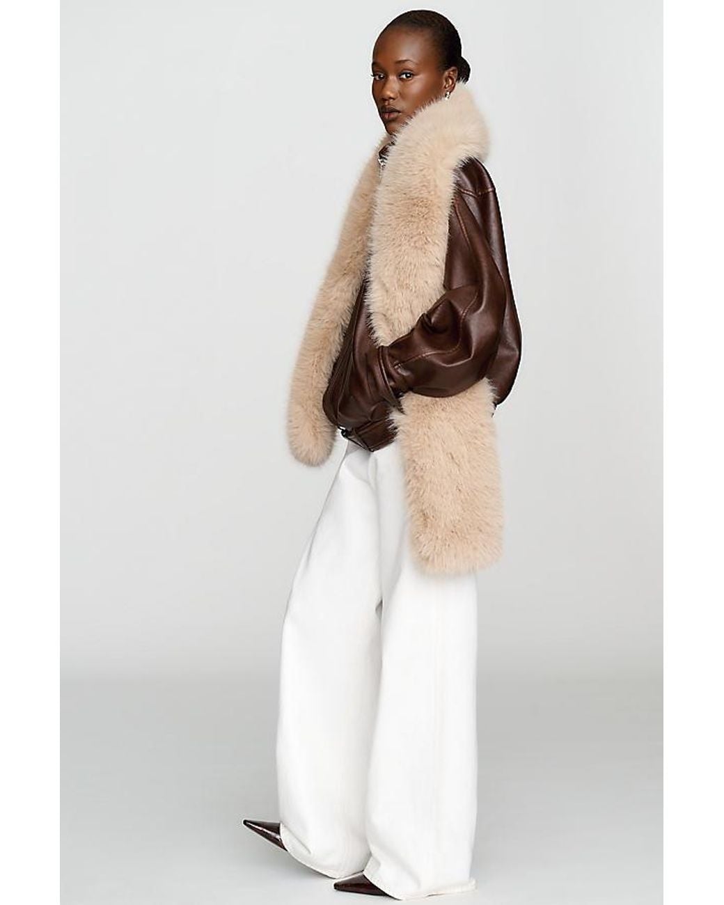 By Anthropologie Natural Faux-Fur Scarf