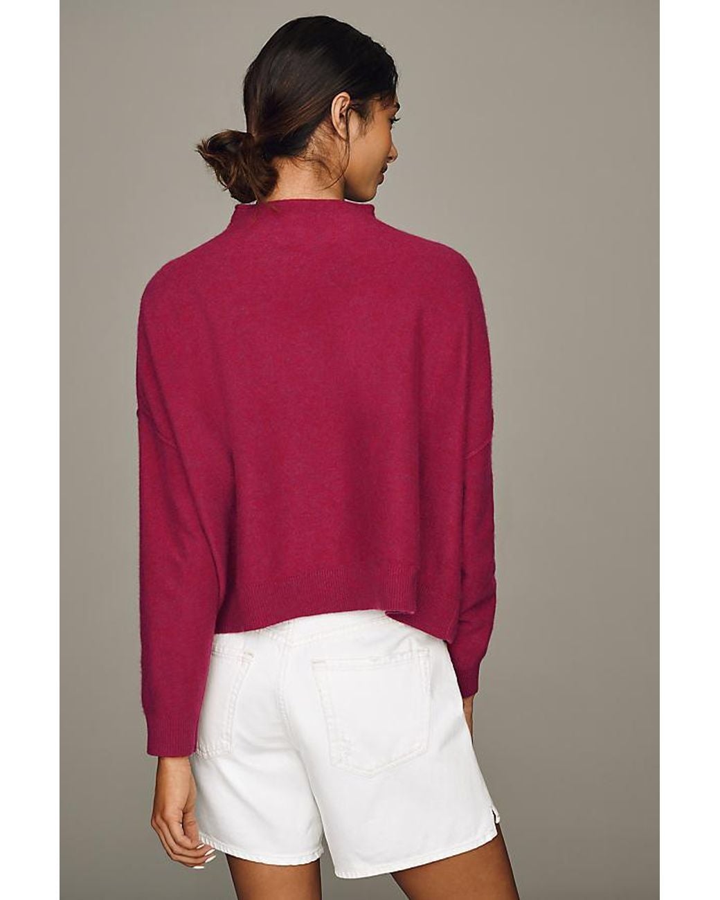 Pilcro Red Alani Cashmere Mock Neck Jumper