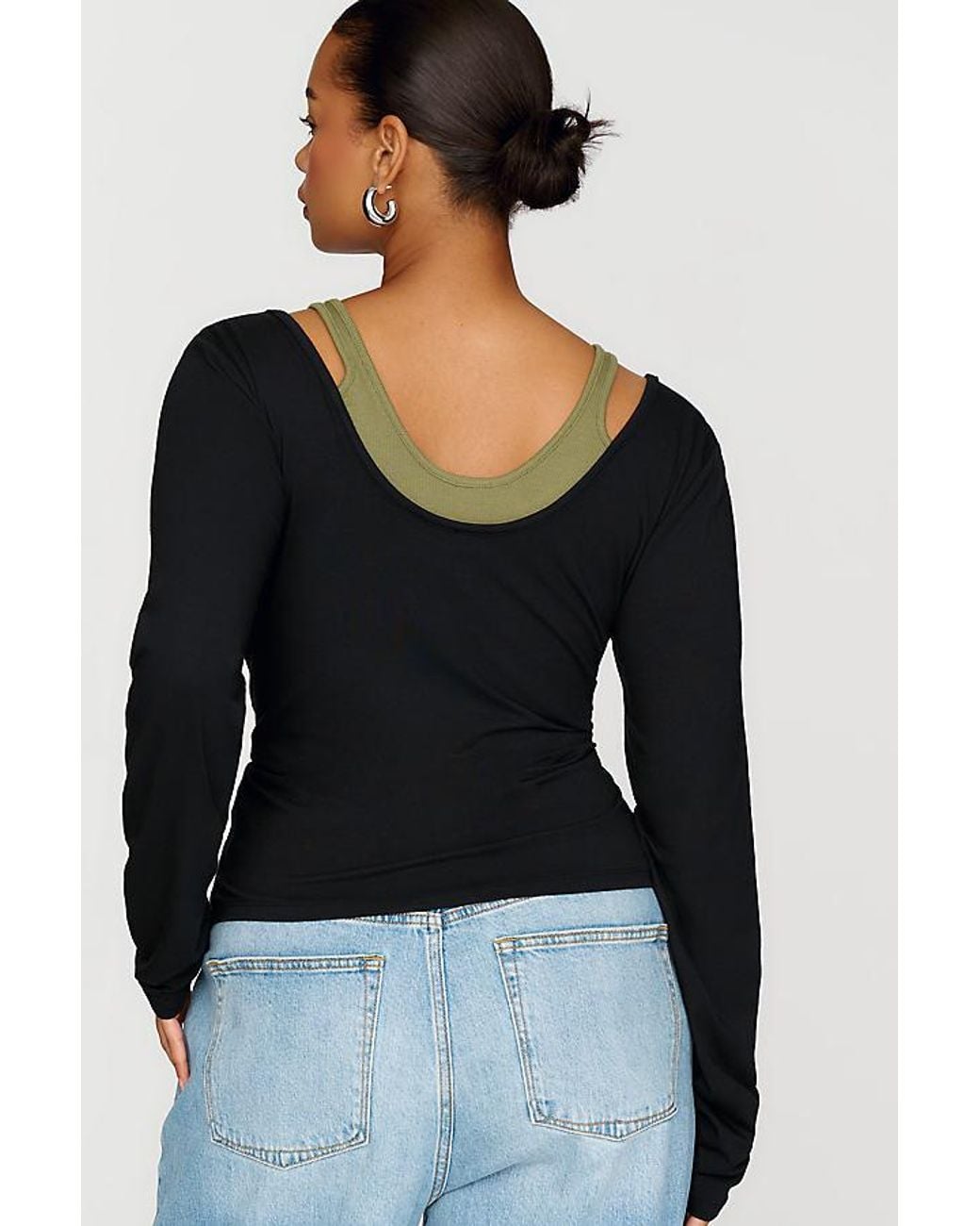 By Anthropologie Blue 100% Cotton Layered Ribbed Top