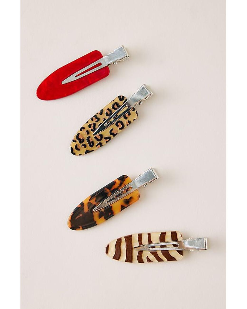 Frasier Sterling Multicolor Animal-Print Creaseless Clips, Set Of 4