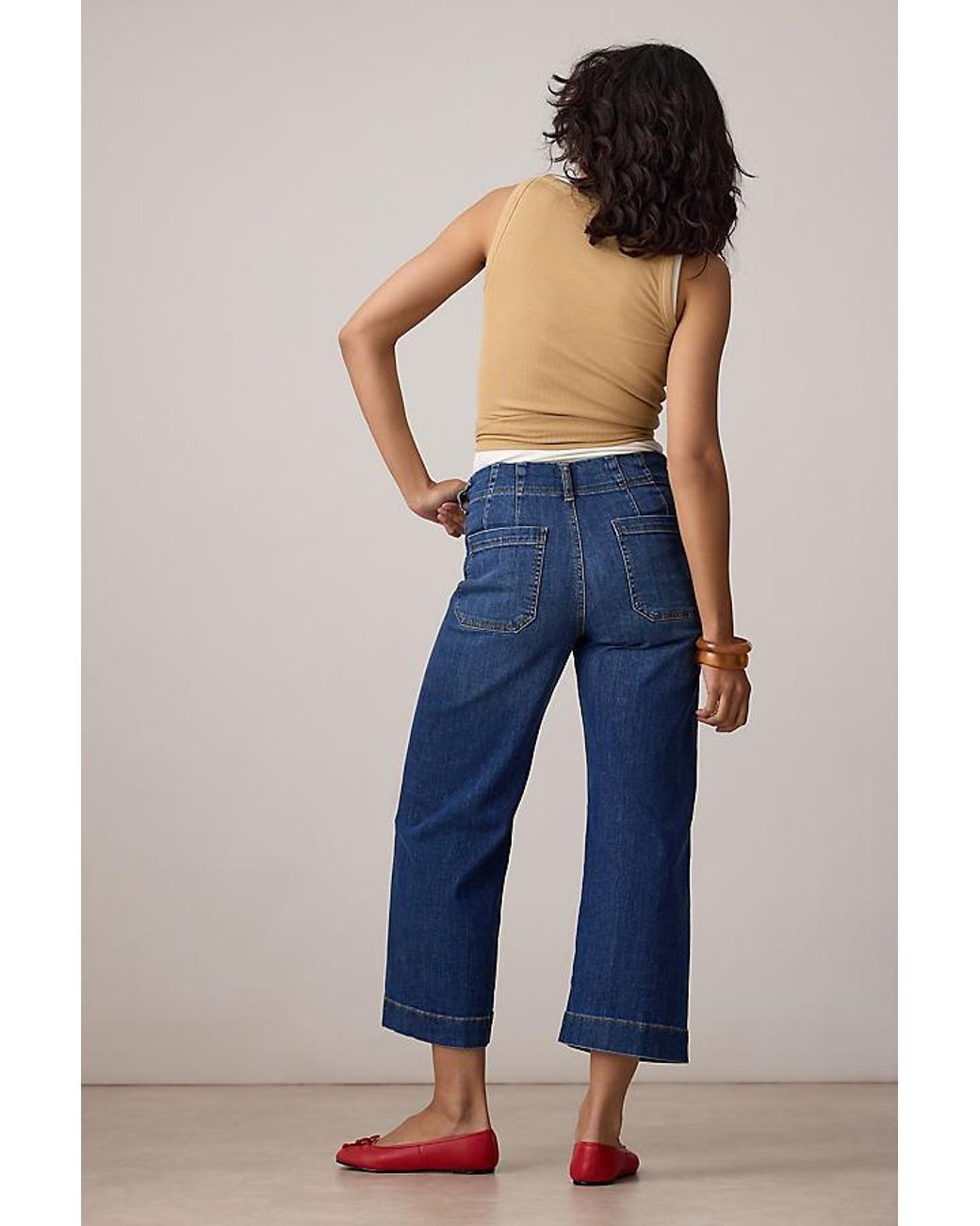 Maeve Blue The Colette Crop Wide-Leg Jeans By