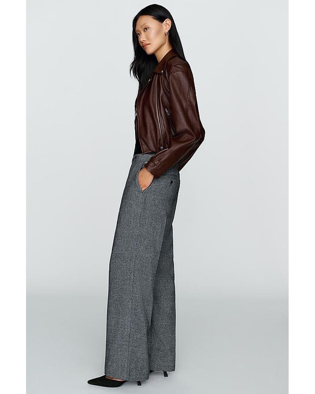 Maeve Black Wool-Blend Low-Rise Trousers