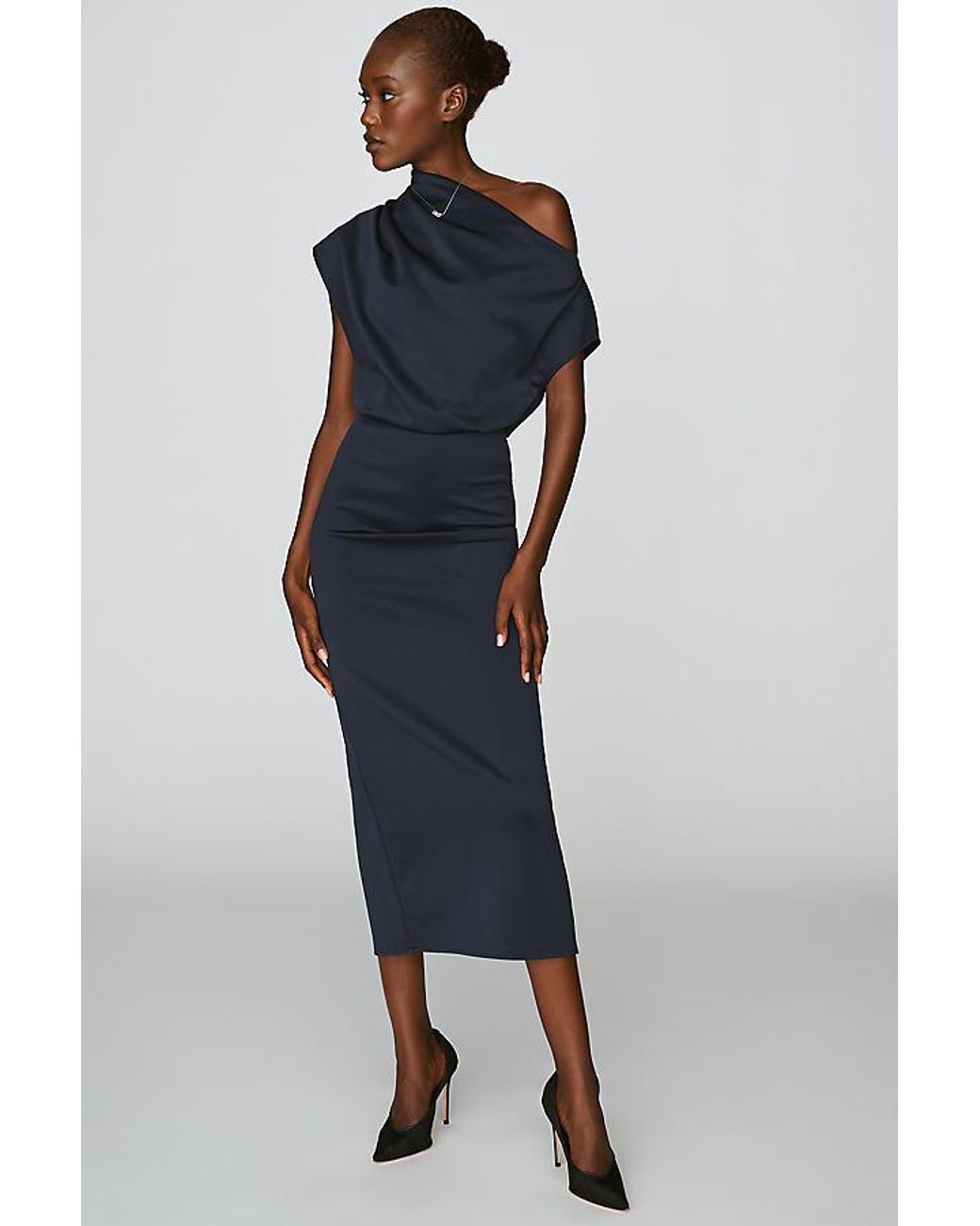 Extro & Vert Blue Valentine Off-The-Shoulder Midi Dress