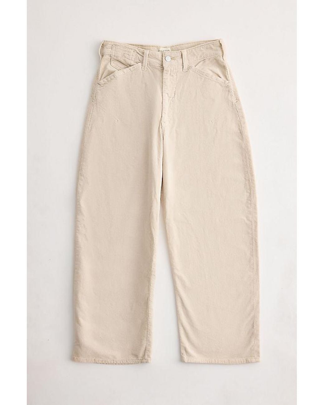 Pilcro Natural The Kayden Cord Mid-Rise Barrel Trousers By