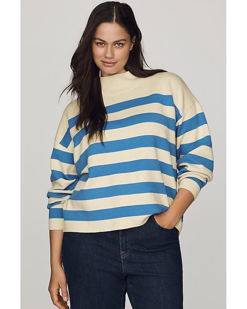 Maeve Blue Carys Mock-Neck Jumper