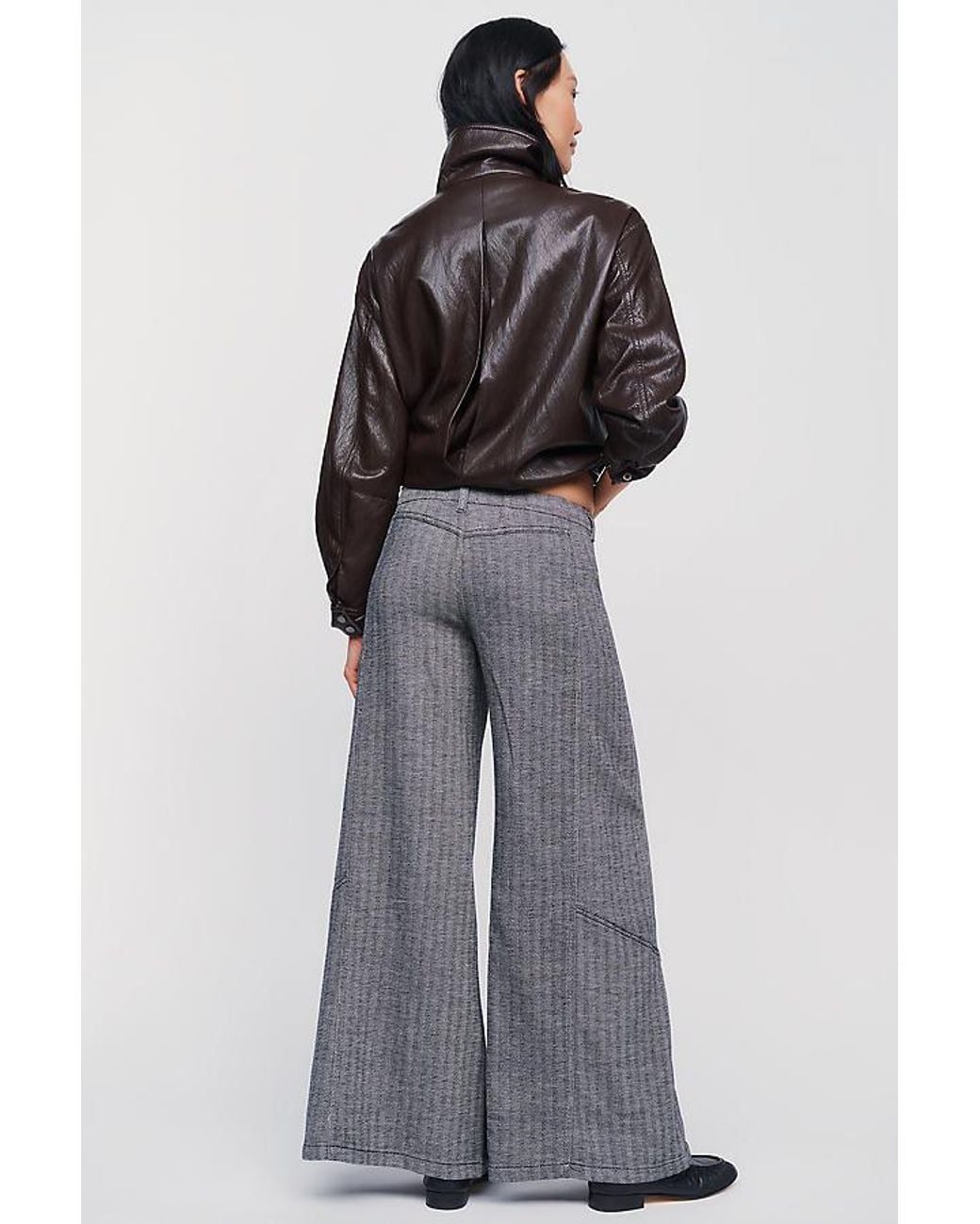 Pilcro Green Lola Mid-Rise Wide-Leg Palazzo Trousers